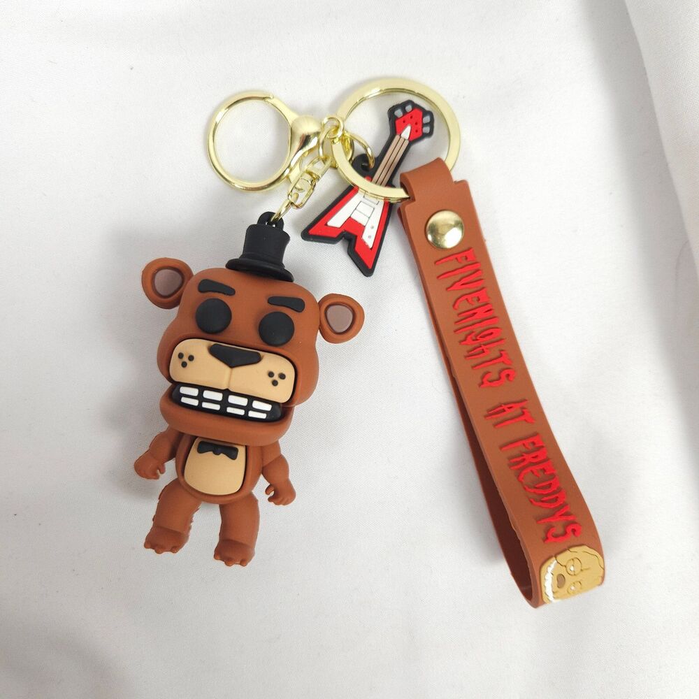 Freddy Fazbear FNAF 3D Keychain Five Nights at Freddy's Silicone Keyring Pendent